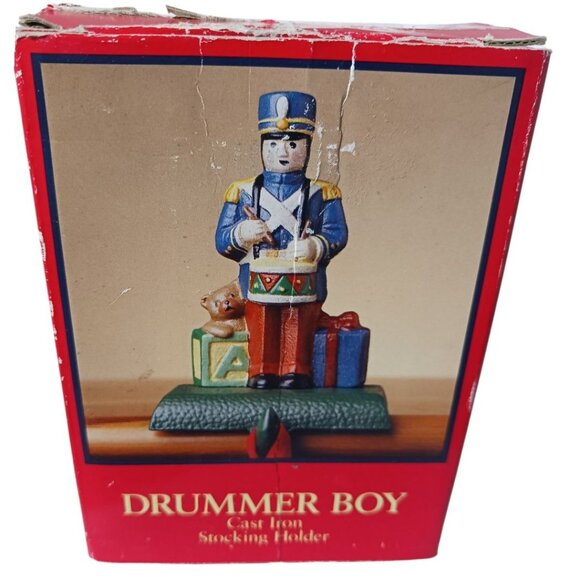 Drummer Boy Cast Iron Stocking Holder 5.5" Christmas Decor Festive Mantelpiece - Picture 1 of 6